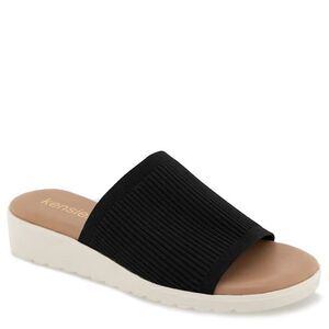 Kensie 7 M Slide Ellie Knit Wedge Sandals Black Slip-On Shoes Women’s EU37 NWT